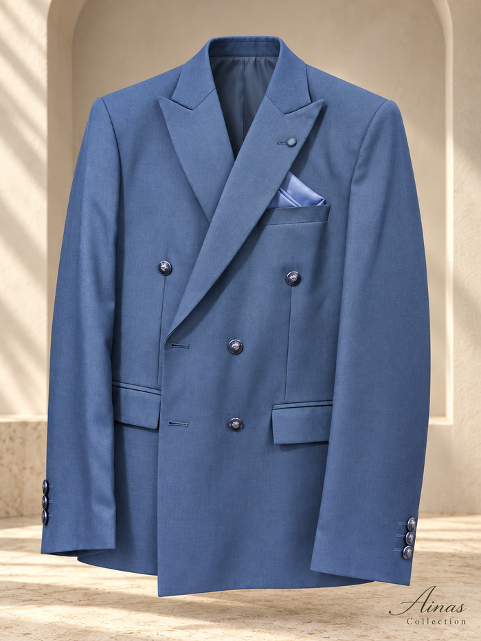 Blue Double-Breasted 2-Piece Suit