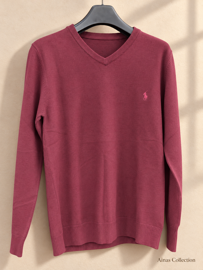 Burgundy V-Neck Sweater