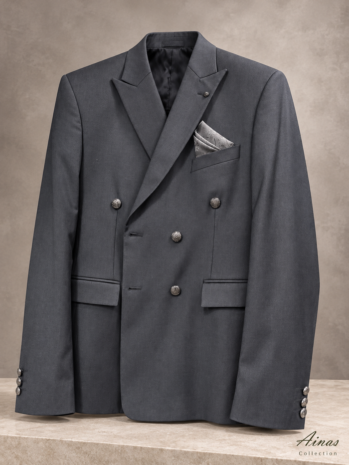 Charcoal Double-Breasted 2-Piece Suit
