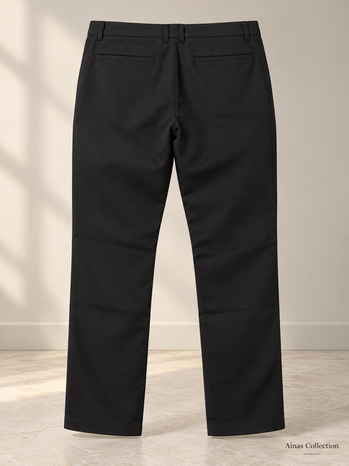Ainas Collection Black Classic Plain Trousers — back colour/styling preview based on supplied product photographs