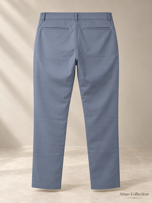 Ainas Collection blue-grey-back Classic Plain Trousers; AI-assisted colour and styling preview