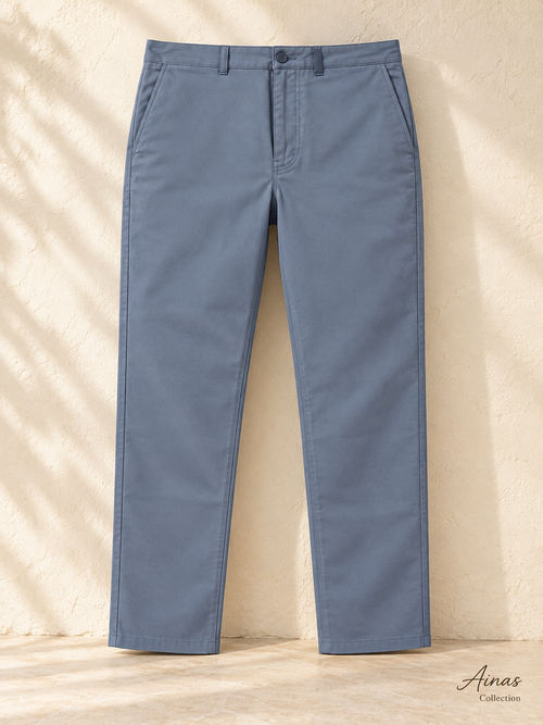 Ainas Collection blue-grey-front Classic Plain Trousers; AI-assisted colour and styling preview