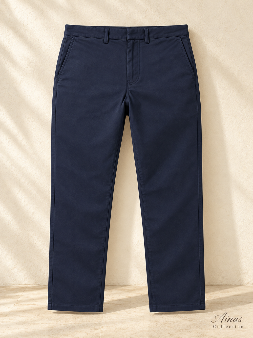 Ainas Collection Navy Classic Plain Trousers — front colour/styling preview based on supplied product photographs