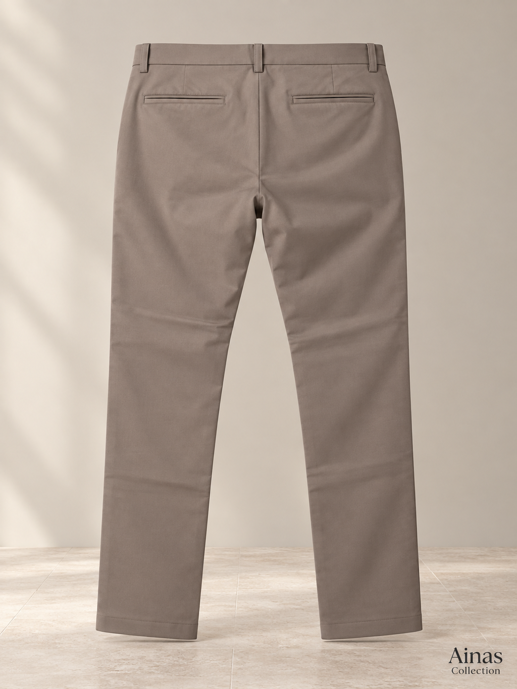 Ainas Collection taupe-back Classic Plain Trousers; AI-assisted colour and styling preview