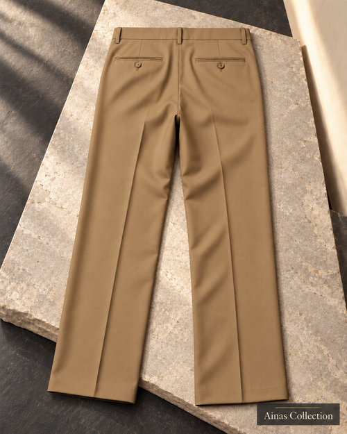 Ainas Collection plain dress trousers in Camel — AI-assisted back-view colour display