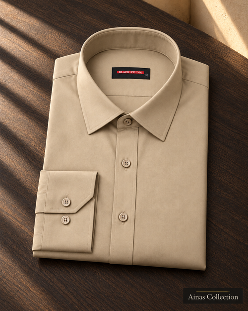 Ainas Collection Beige formal shirt — folded display; AI-assisted colour preview, confirm actual colour and availability
