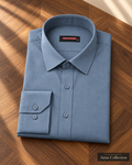 Ainas Collection Steel Blue formal shirt — folded display; AI-assisted colour preview, confirm actual colour and availability