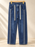 Ainas Collection Indigo Drawstring Stripe Jeans — actual supplied front photograph with edited background