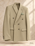 Ainas Collection Khaki Beige double-breasted 2-piece suit — jacket photograph enhanced from actual supplied photo