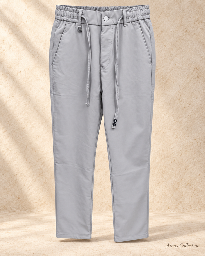 Light Grey Smart Drawstring Trousers