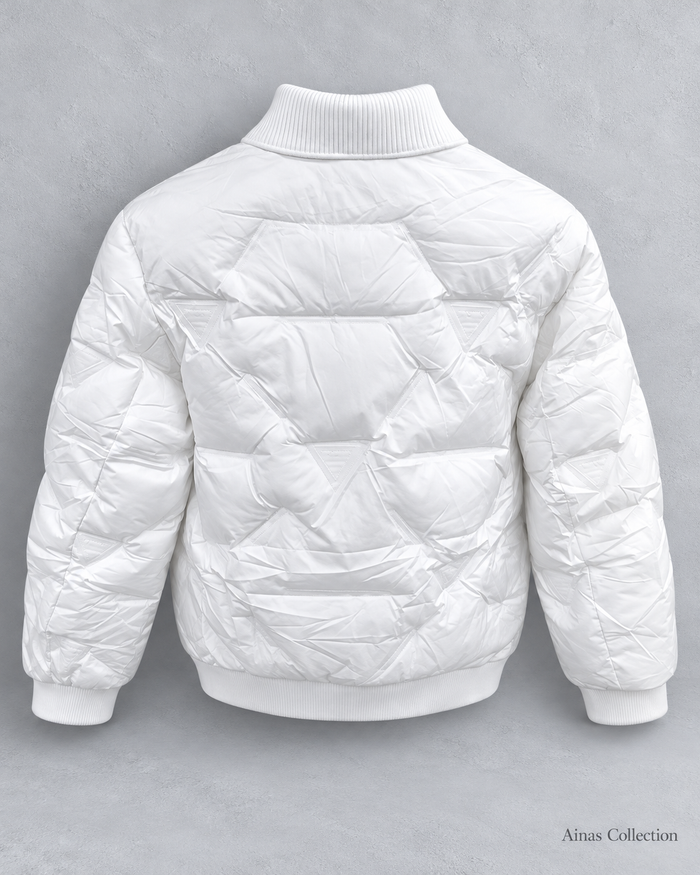 White Quilted Collar Jacket